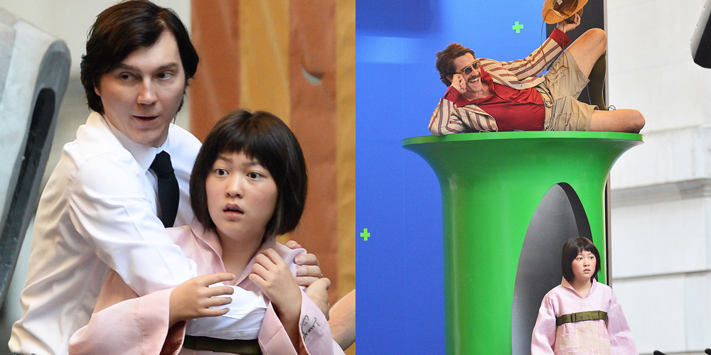 Paul Dano Films 'Okja' Scenes with Young Lead Seo-Hyeon Ahn - Just Jared