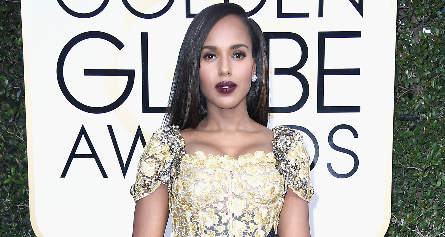Kerry Washington Shines in Gold at the 2017 Golden Globes - Just Jared