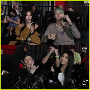 Megan Fox & Machine Gun Kelly Attend UFC Fight Alongside Kourtney Kardashian & Travis Barker